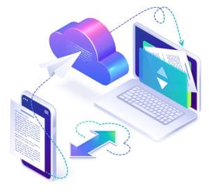 Sonarcodes Cloud file transfer isometric landing page, banner